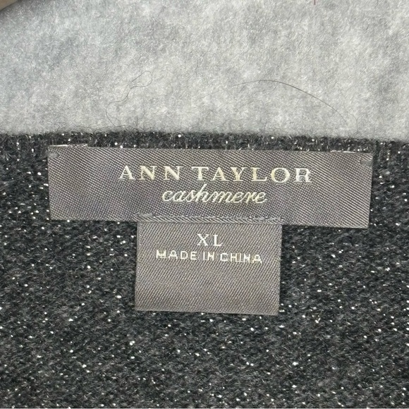 Ann Taylor Cashmere Pullover Knit Sweater-Charcoal Gray/Silver Metallic-Women XL - Picture 4 of 6